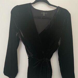 J. Crew black long sleeved velvet top